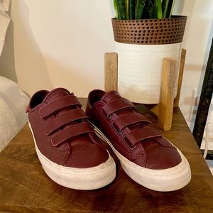 Burgundy Leather Velcro Vans